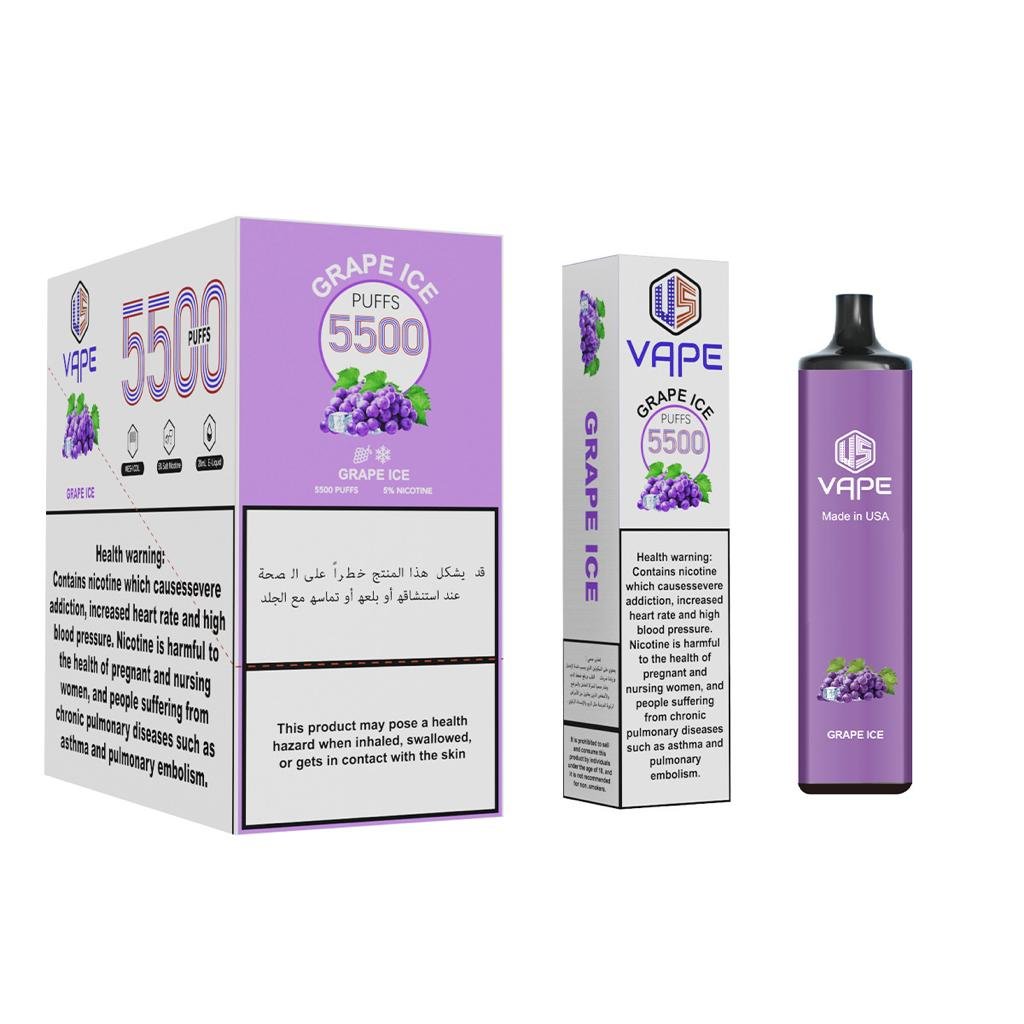 US Vape 5500 Puffs 5 US Vape 5500 Puffs Disposable Grape Ice